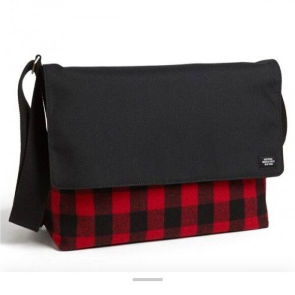 JACK SPADE Buffalo Check Wool Messenger Bag